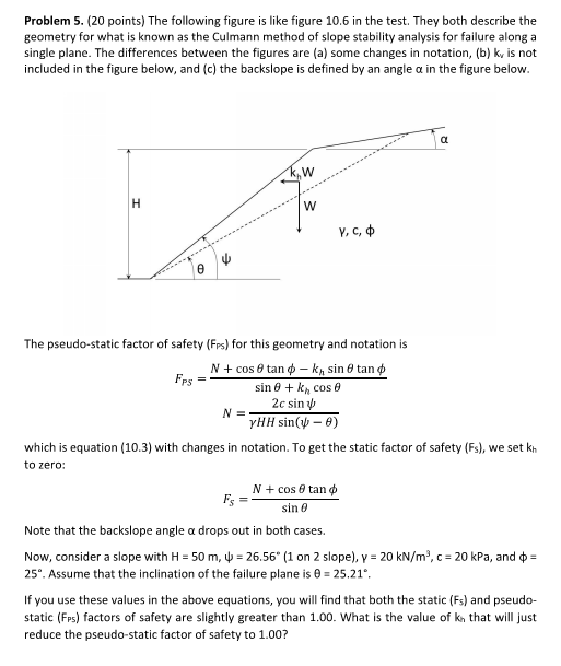 Problem 5 20 Points The Following Figure Is Like Figure 10 6 In The Test They Both Describe The Geometry For What Is 1
