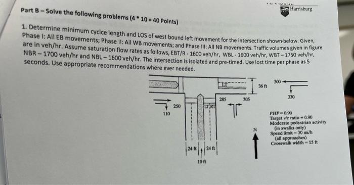 Theron Harrisburg Part B Solve The Following Problems 4 10 40 Points 1 Determine Minimum Cyclce Length And Los Of We 1