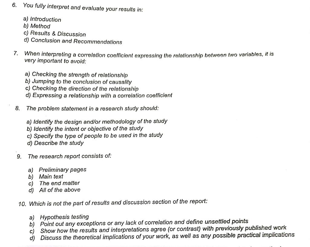 A Please Tick The Correct Answer 1 10 20 Points 1 Which Is The Correct Definition A Descriptive Research Inc 2