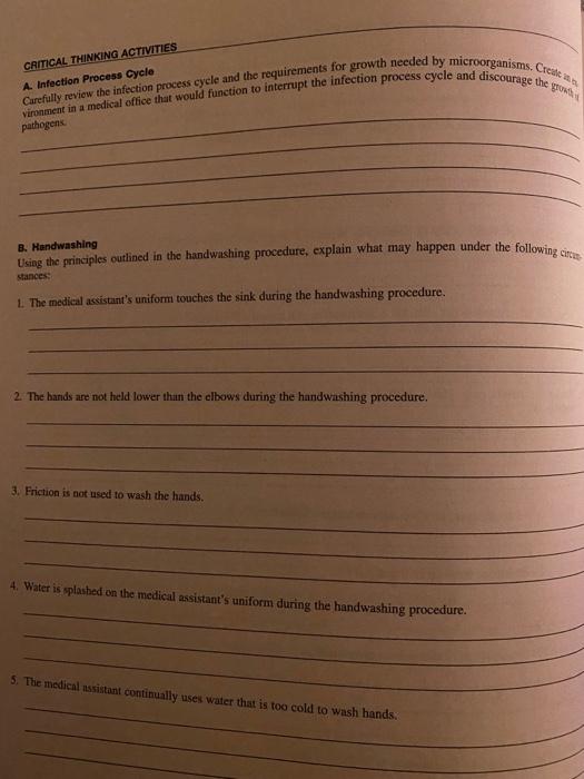 Critical Thinking Activities A Infection Process Cycle Vironment In A Medical Office That Would Function To Interrupt T 1