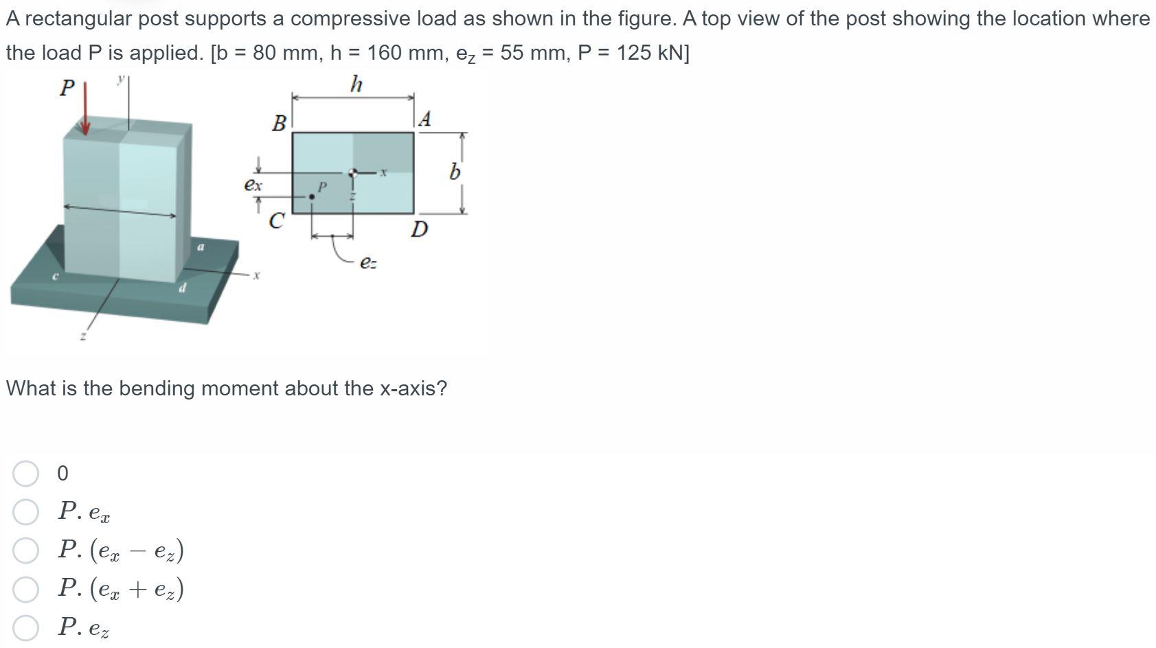 A Rectangular Post Supports A Compressive Load As Shown In The Figure A Top View Of The Post Showing The Location Where 1