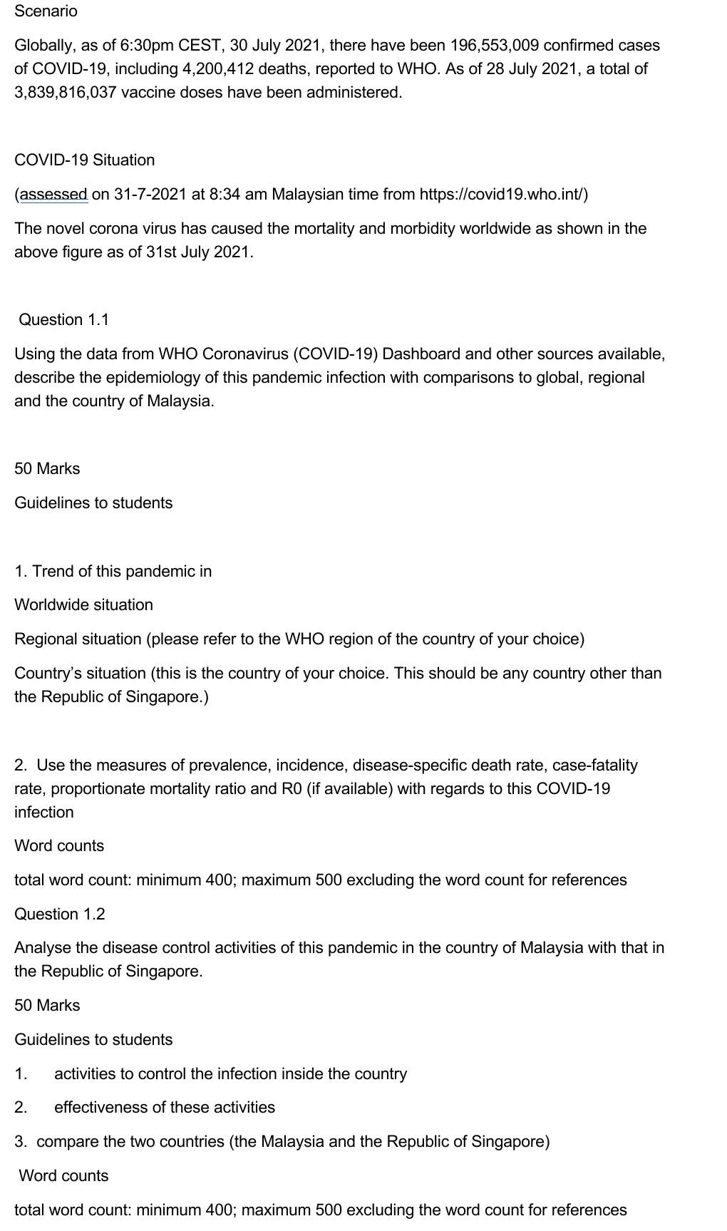 Scenario Globally As Of 6 30pm Cest 30 July 2021 There Have Been 196 553 009 Confirmed Cases Of Covid 19 Including 4 1