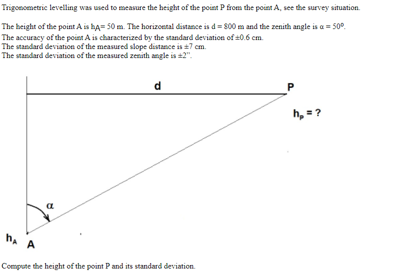 Trigonometric Levelling Was Used To Measure The Height Of The Point P From The Point A See The Survey Situation The He 1