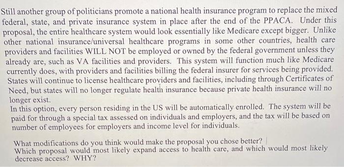 Still Another Group Of Politicians Promote A National Health Insurance Program To Replace The Mixed Federal State And 1