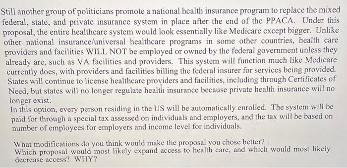 Still Another Group Of Politicians Promote A National Health Insurance Program To Replace The Mixed Federal State And 2