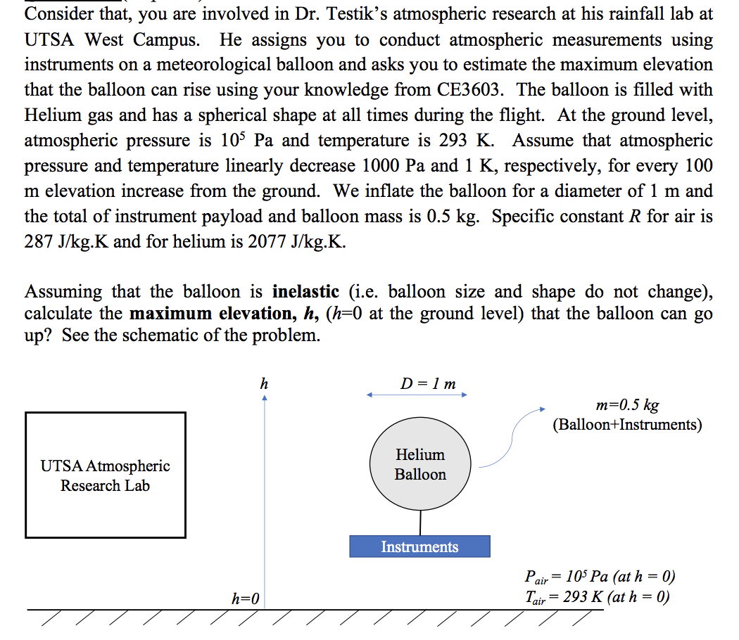 Consider That You Are Involved In Dr Testik S Atmospheric Research At His Rainfall Lab At Utsa West Campus He Assigns 1