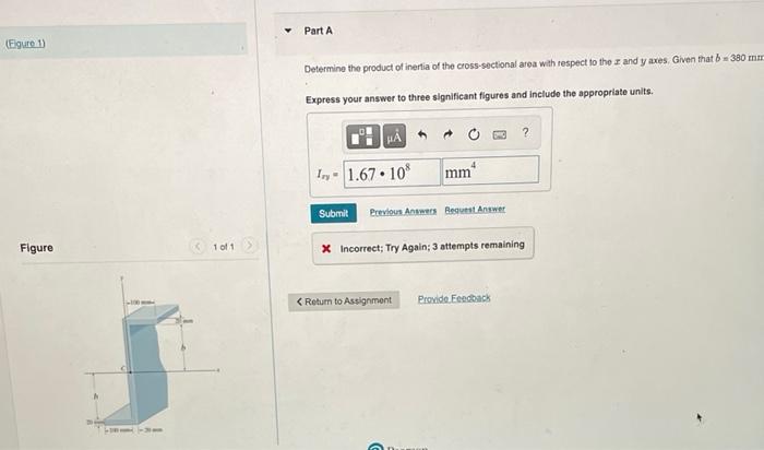 Figure 1 Figure 1 Of 1 Part A Determine The Product Of Inertia Of The Cross Sectional Area With Respect To The Z And Y 1
