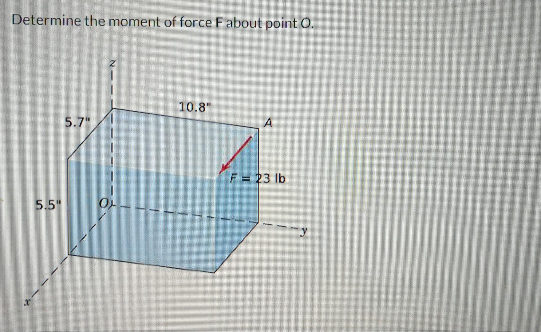 Determine The Moment Of Force F About Point O 10 8 5 7 A F 23 Lb 5 5 Of 1