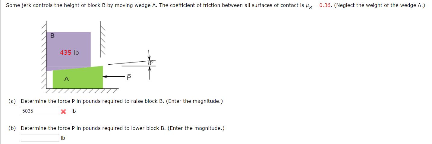 Some Jerk Controls The Height Of Block B By Moving Wedge A The Coefficient Of Friction Between All Surfaces Of Contact 1