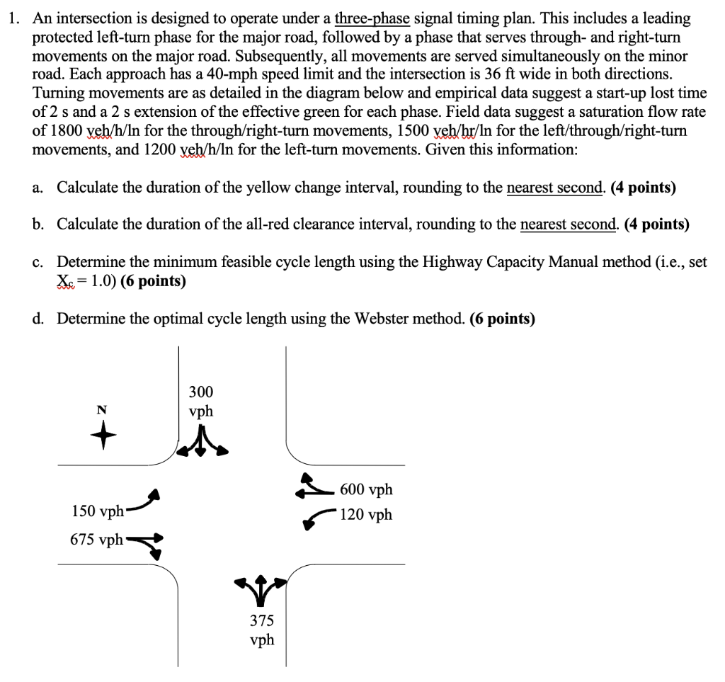 1 An Intersection Is Designed To Operate Under A Three Phase Signal Timing Plan This Includes A Leading Protected Left 1