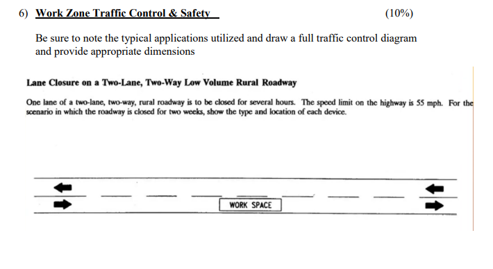 6 Work Zone Traffic Control Safety 10 Be Sure To Note The Typical Applications Utilized And Draw A Full Traffic Co 1