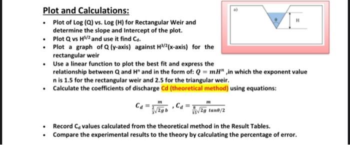 Theory The Theoretical Discharge For The Rectangular Notch Is Given By Q 2gbh 1 Ignoring Head Losses And Cons 4