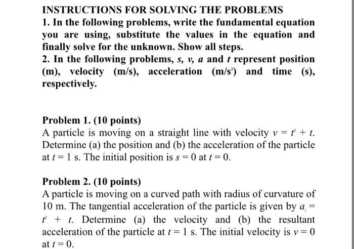 Instructions For Solving The Problems 1 In The Following Problems Write The Fundamental Equation You Are Using Substi 1