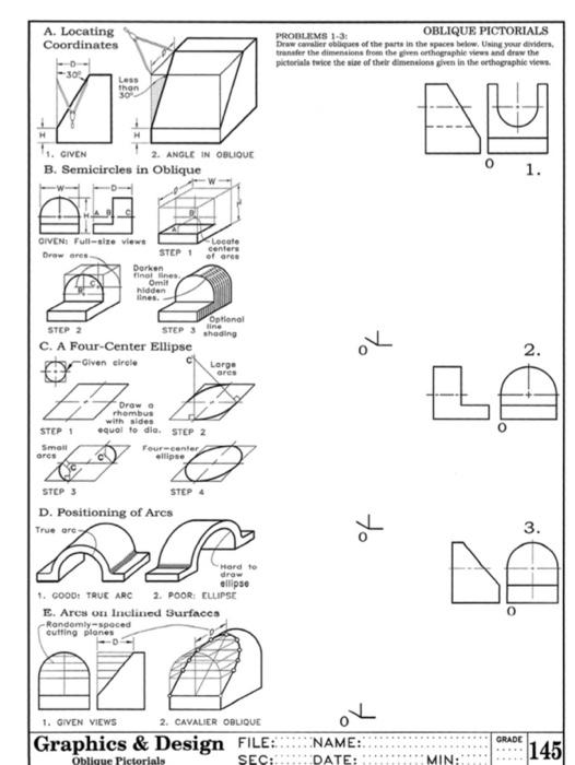 A Locating Coordinates Less Than 30 H 1 Given B Semicircles In Oblique A Given Full Size Views Draw Ares Step 1 Da 1