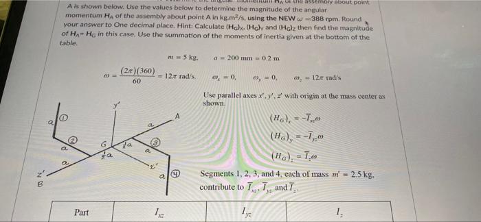 Question 11 200 Mm 2 Pts 200 Mm 200 Mm 200 Mm Two L Shaped Arms Each Of Mass 5 Kg Are Welded At The One Third Points Of 3