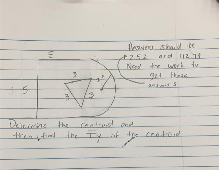Answers Should Be 2 52 And 112 79 Need The Work To Get These Answer S 5 3 3 Determine The Centroid And Then Find The Iy 1
