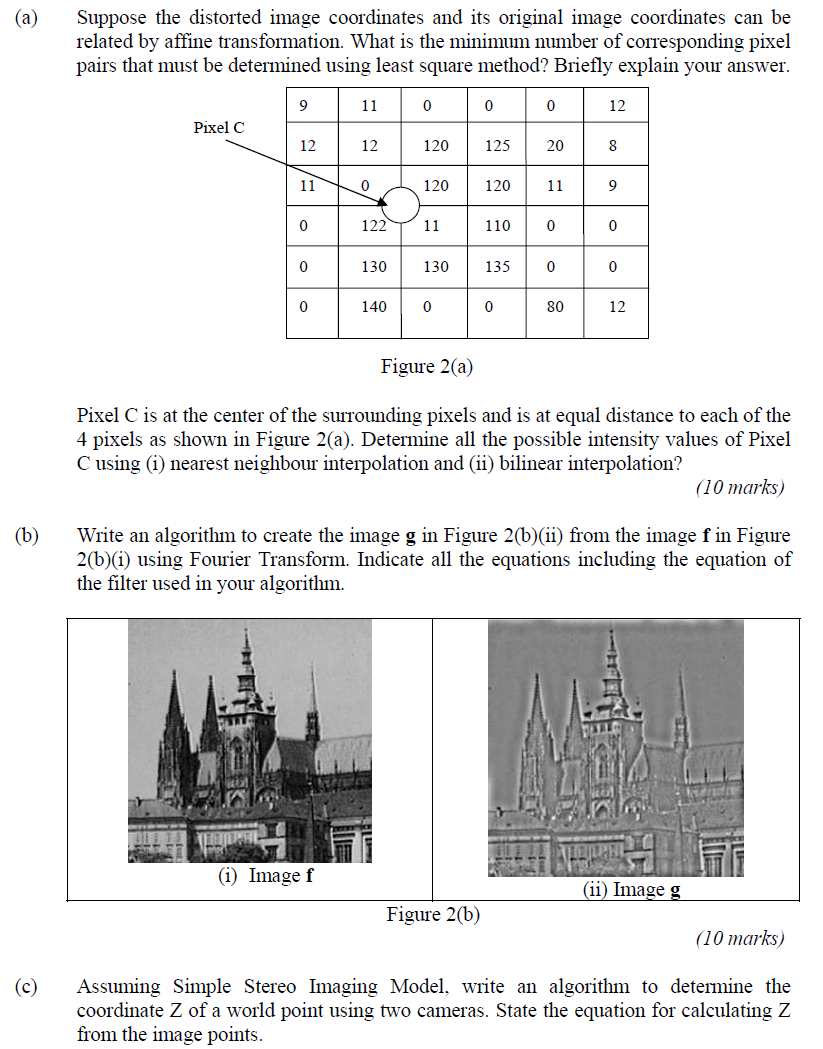 A Suppose The Distorted Image Coordinates And Its Original Image Coordinates Can Be Related By Affine Transformation 1