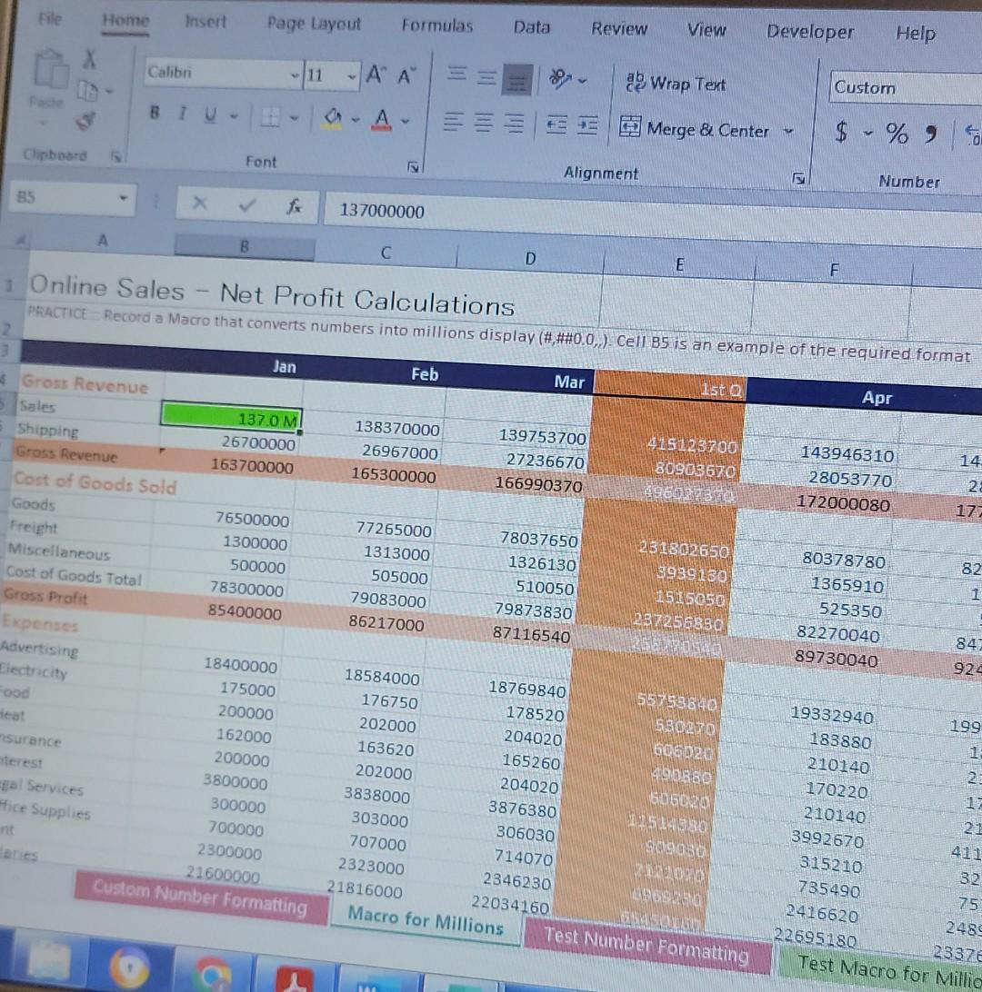How Do I Run This Macro Recording In Excel Record A Macro That Converts Nbers Into Millions Display 0 0 Look T 2