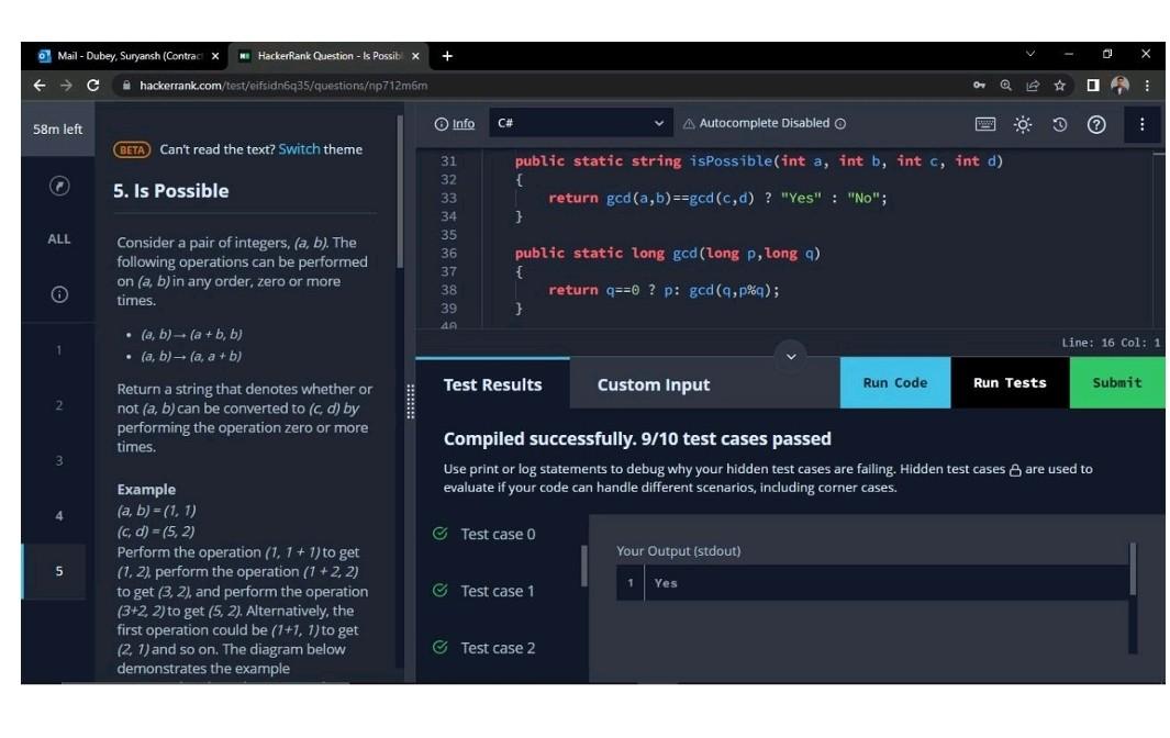 Email Joshi Vikram Contractor X C F M Gmail 15m Left All 0 1 2 Hackerrank Question Distinct X Hackerrank Com Test Ei 2