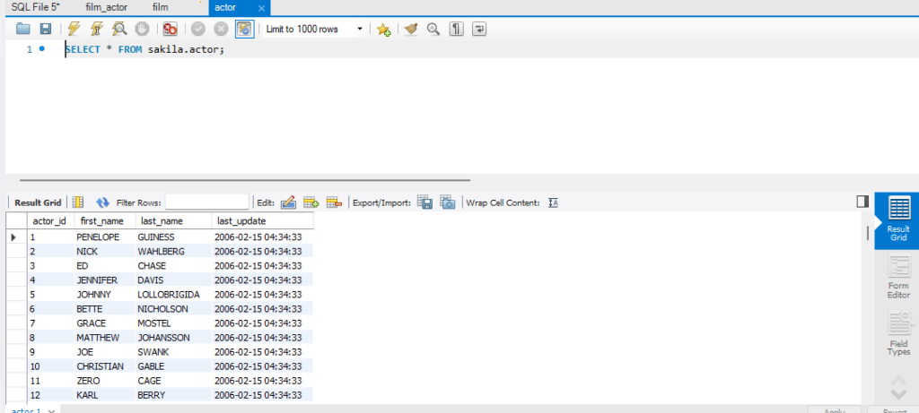 Use Sql Actor Table From Sakia Database Film Table Film Actor Table Expected Output One Table Looks Like The One Below 3