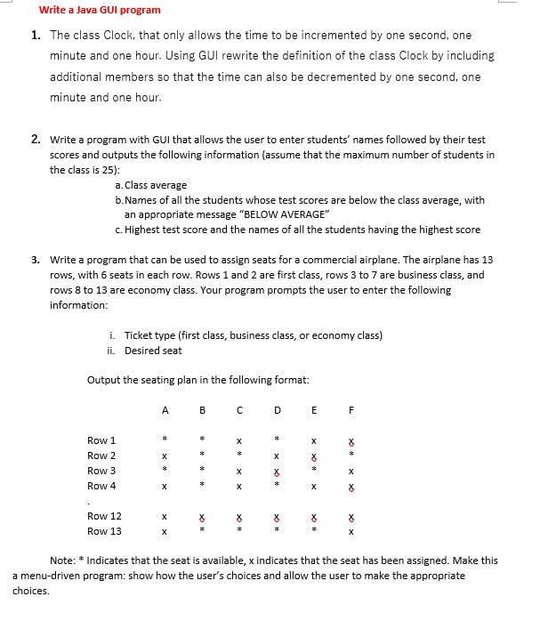 Write A Java Gui Program 1 The Class Clock That Only Allows The Time To Be Incremented By One Second One Minute And O 1