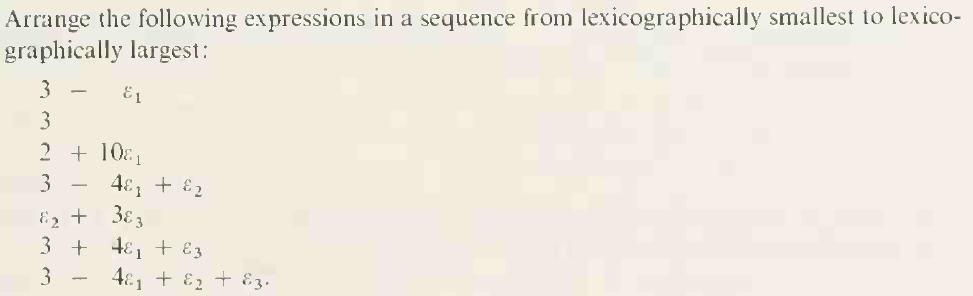 Arrange The Following Expressions In A Sequence From Lexicographically Smallest To Lexico Graphically Largest 3 E1 3 2 1