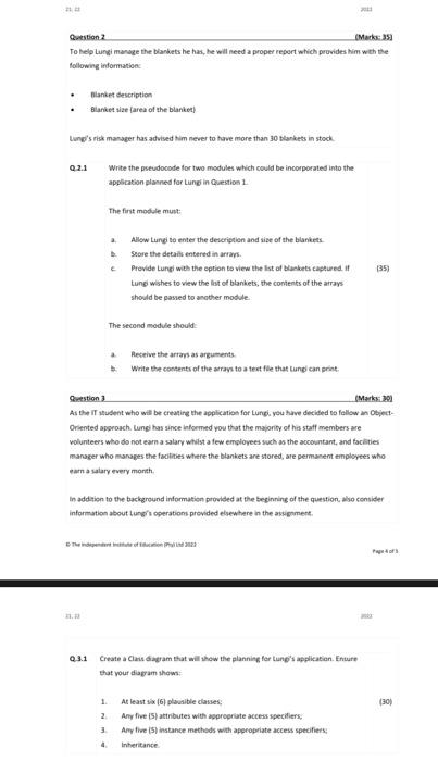 This Assignment Consists Of Three Questions You Are Required To Answer All Of These Questions Question 1 Marks 35 W 2