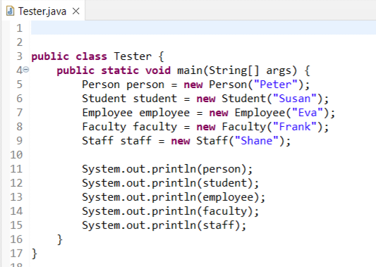 This Is For Java Coding The Person Student Employee Faculty And Staff Classes Design A Class Named Person And Its Tw 2