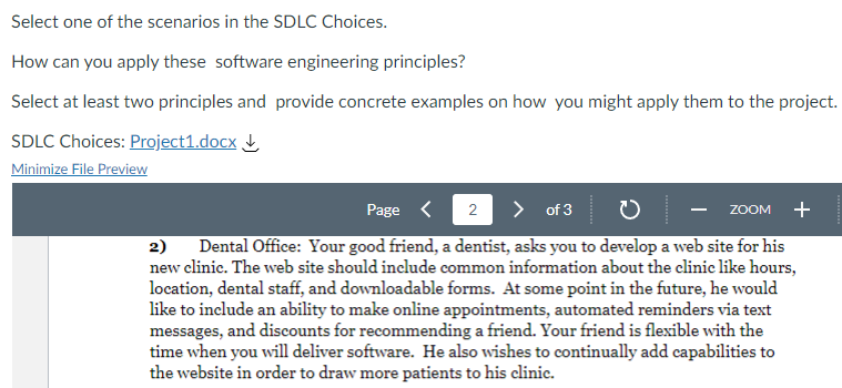 Select One Of The Scenarios In The Sdlc Choices How Can You Apply These Software Engineering Principles Select At Leas 1