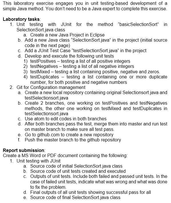 This Laboratory Exercise Engages You In Unit Testing Based Development Of A Simple Java Method You Don T Need To Be A J 1