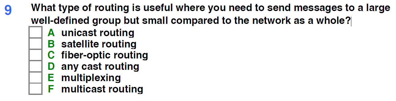 9 What Type Of Routing Is Useful Where You Need To Send Messages To A Large Well Defined Group But Small Compared To The 1
