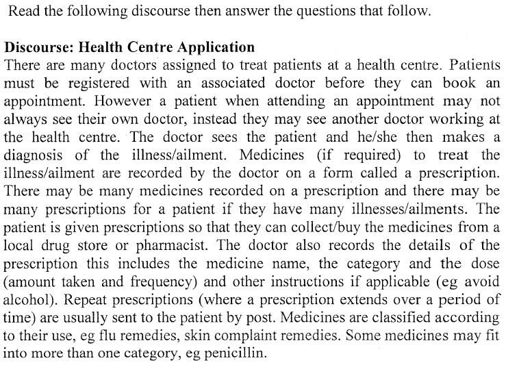 Read The Following Discourse Then Answer The Questions That Follow Discourse Health Centre Application There Are Many 1