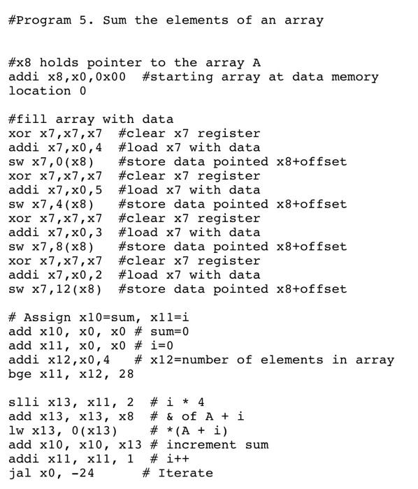 Activity 1 40points Risc V Programming Risc Project Using The Risc V Interpreter Available At Https Www Cs Cornell 5