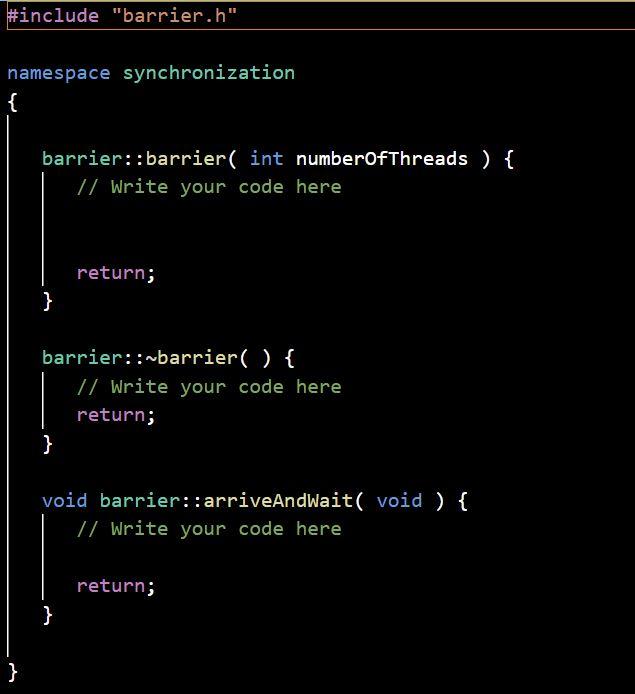Please Write All Programs In C Fill Out The Parts In Barrier H And Barrier Cpp Where It Says Write Your Code Here 3