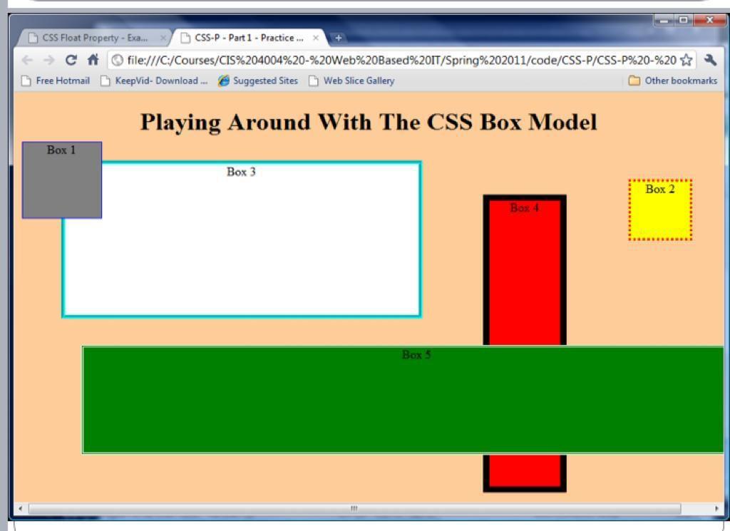 Experiment With The Css Box Model And The Absolute Positioning Property To Produce A Webpage That Looks Similar To The O 1