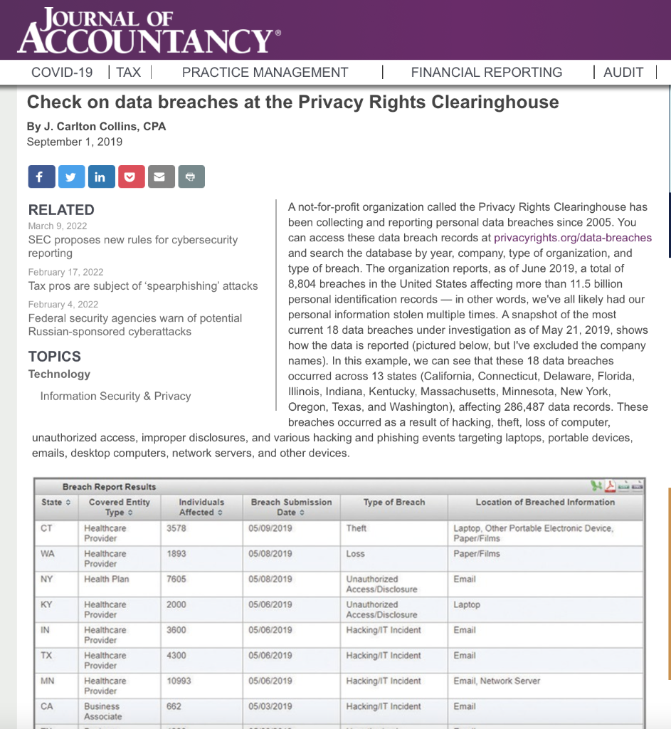 Privacy Rights Clearinghouse Research The Privacy Rights Clearinghouse And Report On Three Cases Of Data Breaches Rep 1