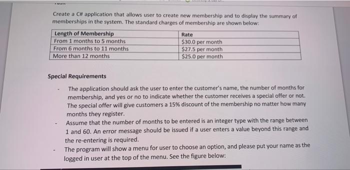 Create A C Application That Allows User To Create New Membership And To Display The Summary Of Memberships In The Syste 1