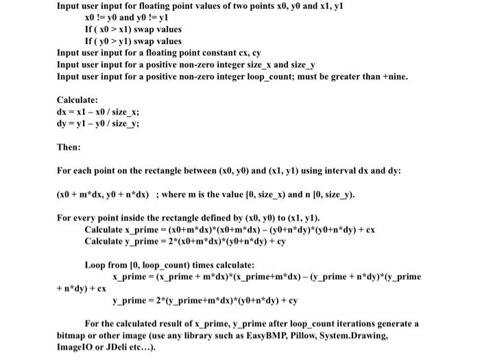 Input User Input For Floating Point Values Of Two Points X0 Y0 And X1 Yl X0 Y0 And Y0 Yl If X0 X1 Swap Value 1