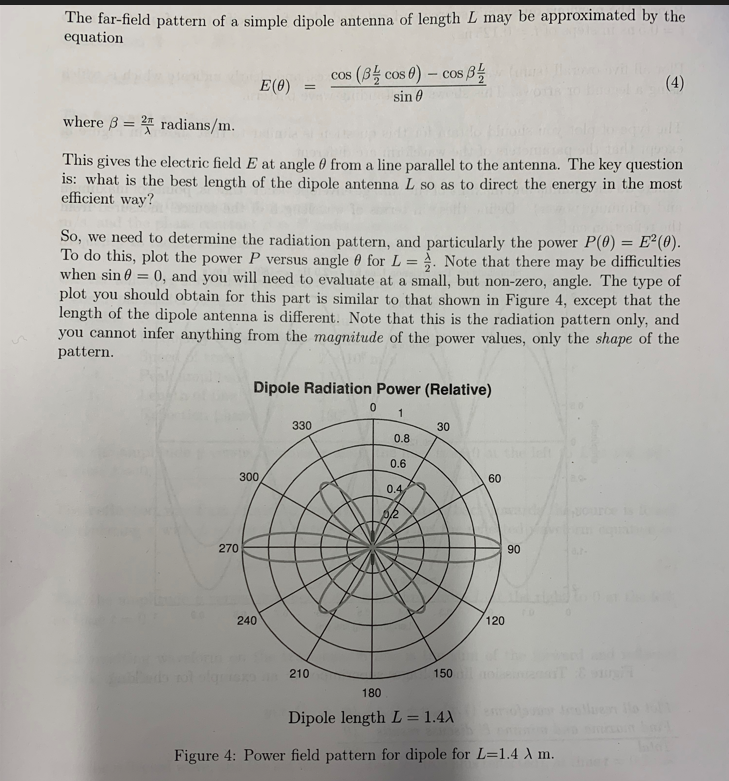 The Far Field Pattern Of A Simple Dipole Antenna Of Length L May Be Approximated By The Equation Cos 3 Cos 0 Cos 3 1