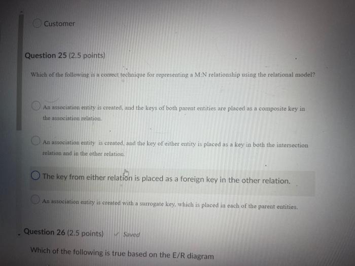 Question 27 2 5 Points Which Of The Following Can Be A Functional Determinant Departmentaddress Employeeld Date Of Bir 3