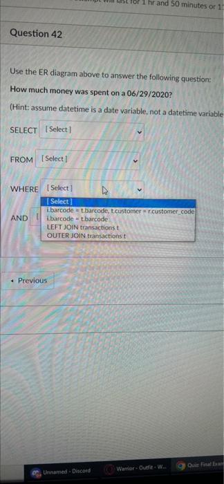 Please Refer To This Image To Answer The Next 4 Questions Items Transactions Pk Barcode 1 10 Pk Transactionid Purchas 4