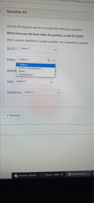 Please Refer To This Image To Answer The Next 4 Questions Items Transactions Pk Barcode 1 10 Pk Transactionid Purchas 3