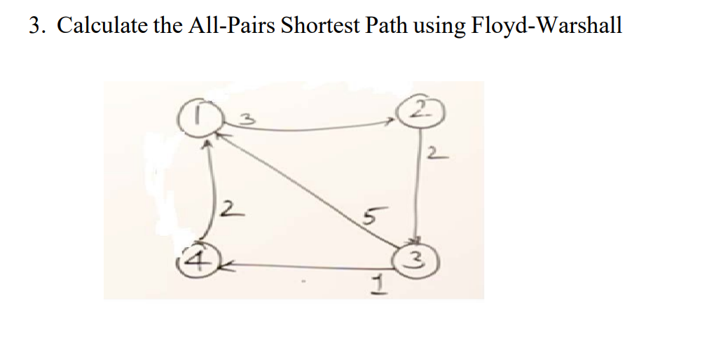 3 Calculate The All Pairs Shortest Path Using Floyd Warshall 2 5 3 1
