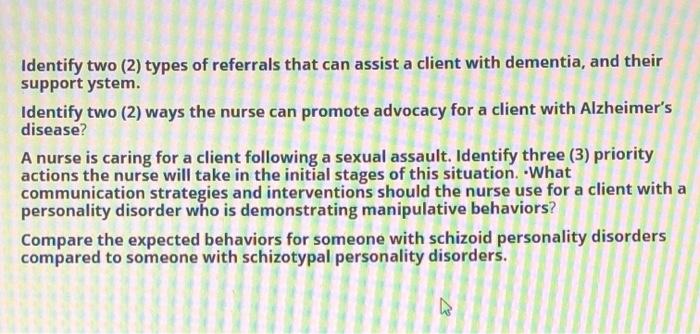 Identify Two 2 Types Of Referrals That Can Assist A Client With Dementia And Their Support Ystem Identify Two 2 Wa 1