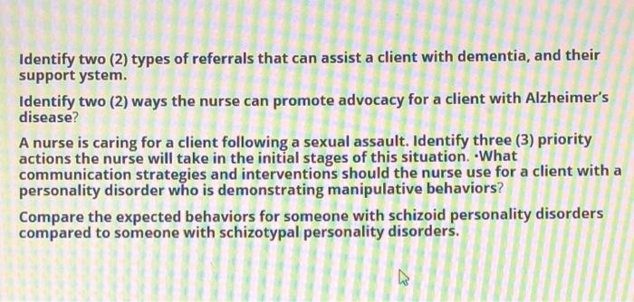 Identify Two 2 Types Of Referrals That Can Assist A Client With Dementia And Their Support Ystem Identify Two 2 Wa 1