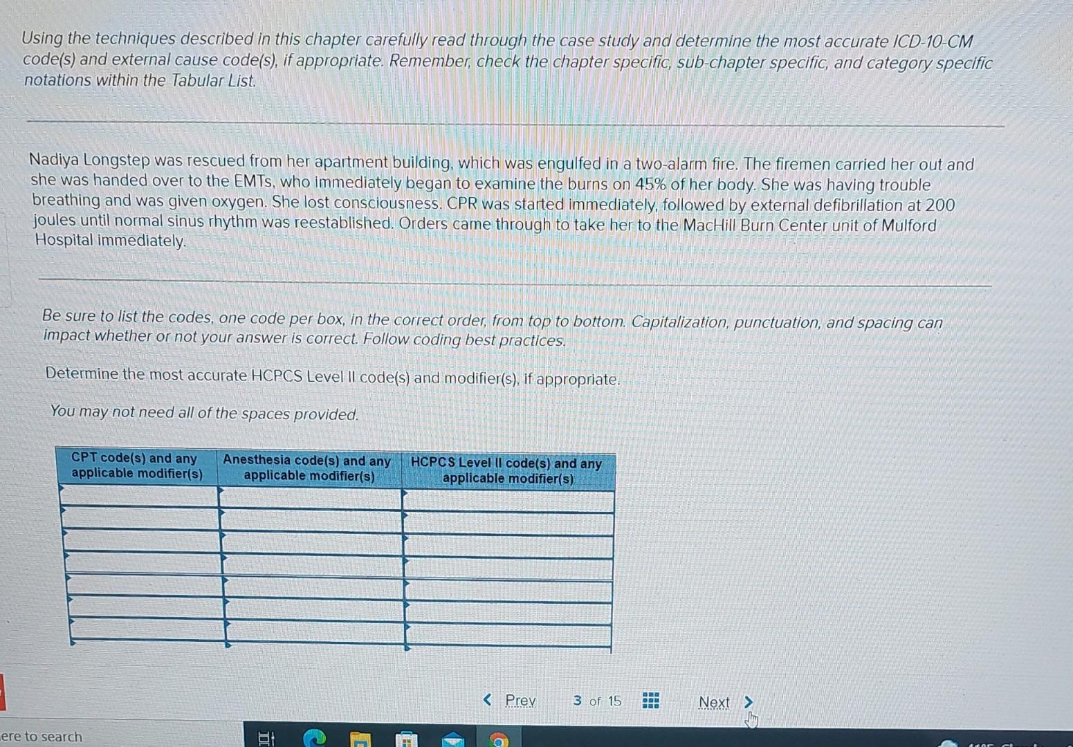Using The Techniques Described In This Chapter Carefully Read Through The Case Study And Determine The Most Accurate Icd 1