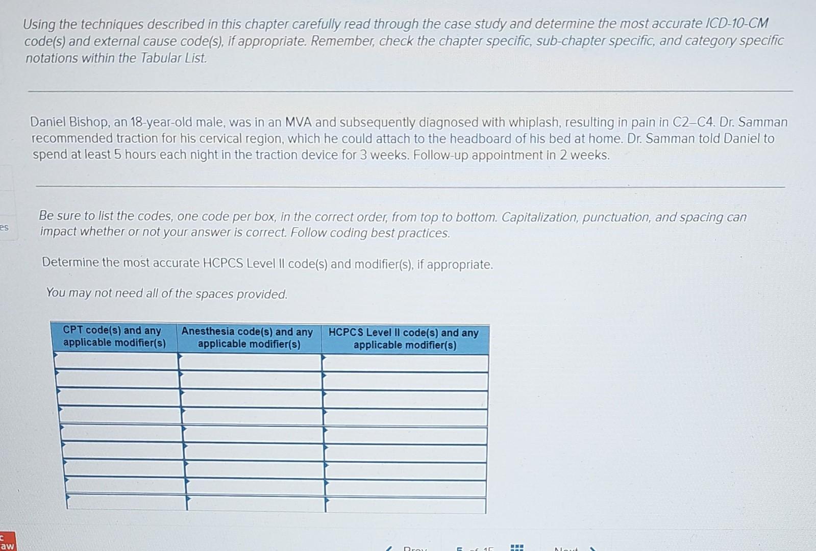 Using The Techniques Described In This Chapter Carefully Read Through The Case Study And Determine The Most Accurate Icd 1