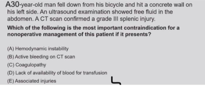 A30 Year Old Man Fell Down From His Bicycle And Hit A Concrete Wall On His Left Side An Ultrasound Examination Showed F 1