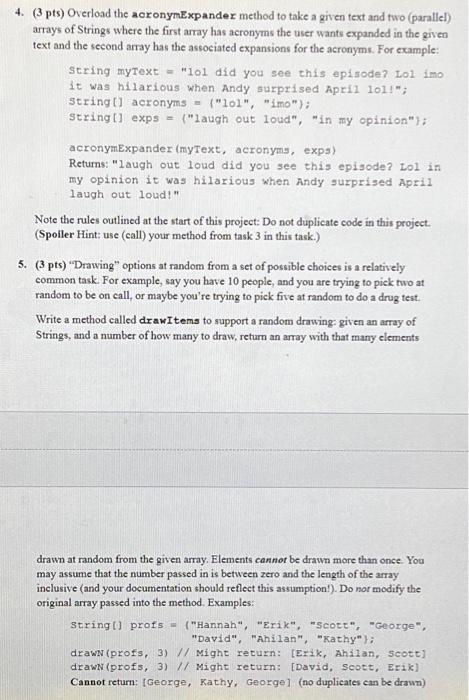 Fun With Methods Cs 221 Spring 2022 Due By 5pm On 4 29 22 In This Project You Will Be Creating Several Methods To Do 4