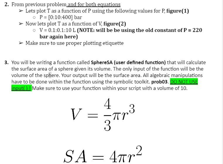 In Matlab Plz Solve 2 And 3 With Information Given Thank You 3